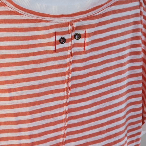 NEW Free People We The Free Size M Take Me Orange Striped Boho T-shirt - Picture 6 of 14